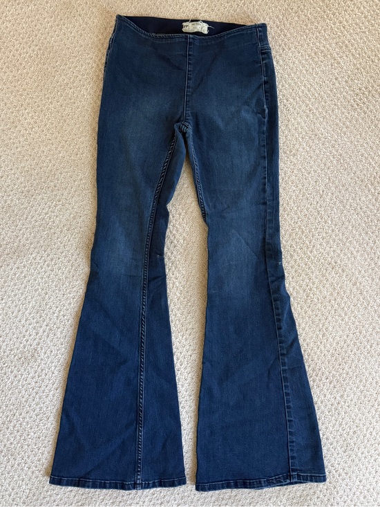 Free People Denim - Free People Women's Dark Blue Flare Jeans Elastic Waist 27